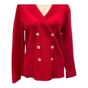 SUPER SALE - CHAPS Double Breasted Red Sweater Blazer - Medium